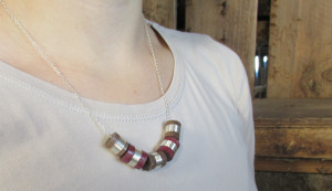 hand made wood turned 5 bead necklace