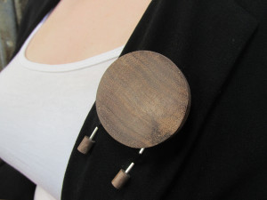 hand made wood turned brooch