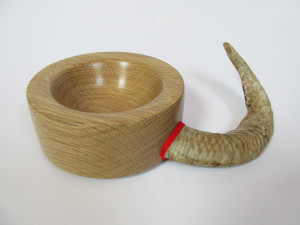 hand made wood turned horn bowl
