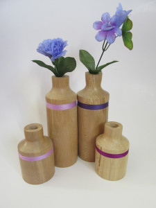 hand made wood turned flower pots